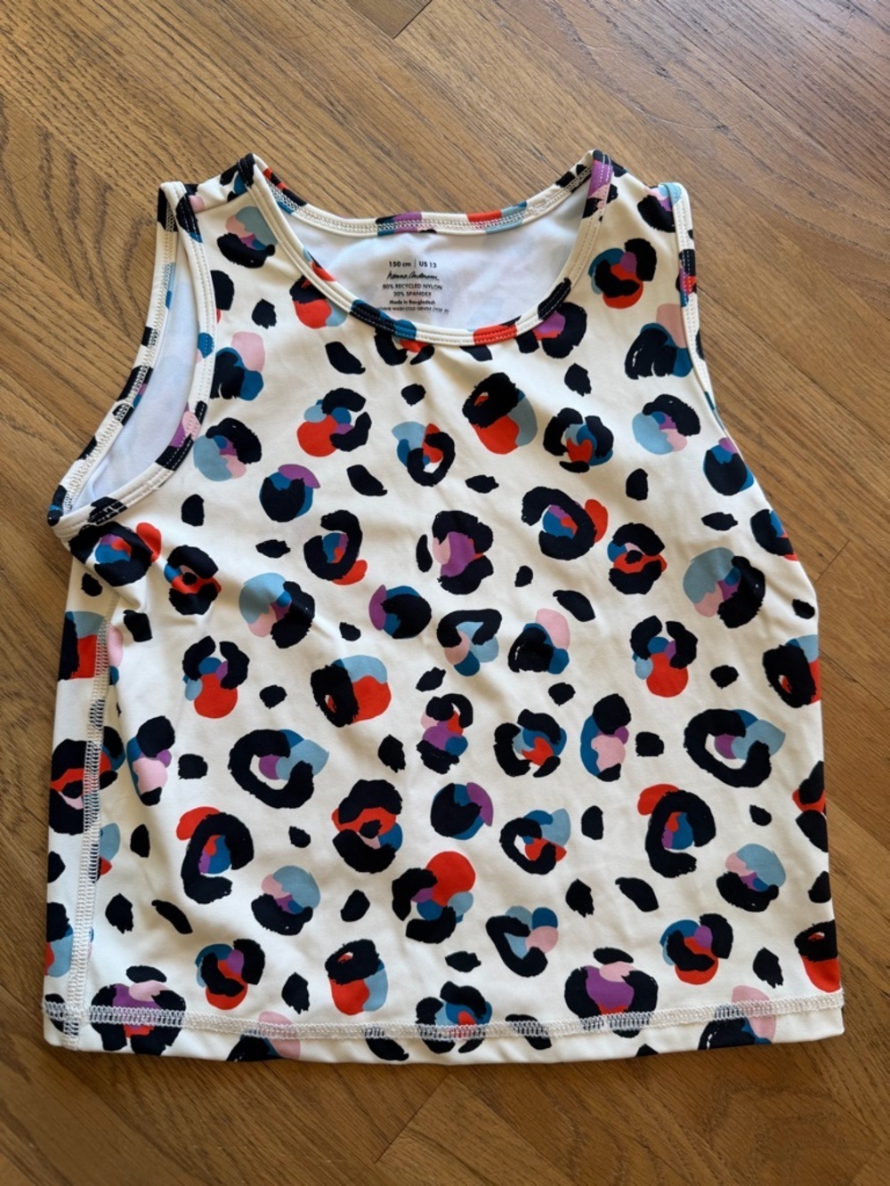 Hanna Andersson White Colorful Leopard Print Rash Guard Swim Shirt size 12
